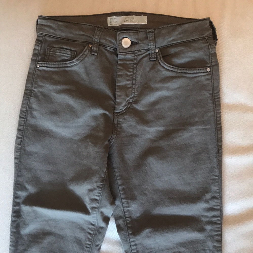 Army Green Topshop Moto Leigh Jeans